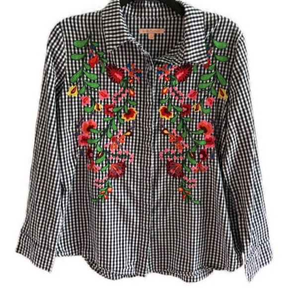 Gibson Latimer Embroidered Blouse Sz S - Picture 5 of 7